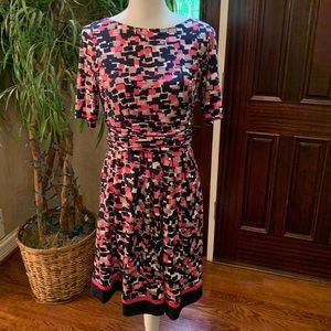 Great pink, navy and white dress